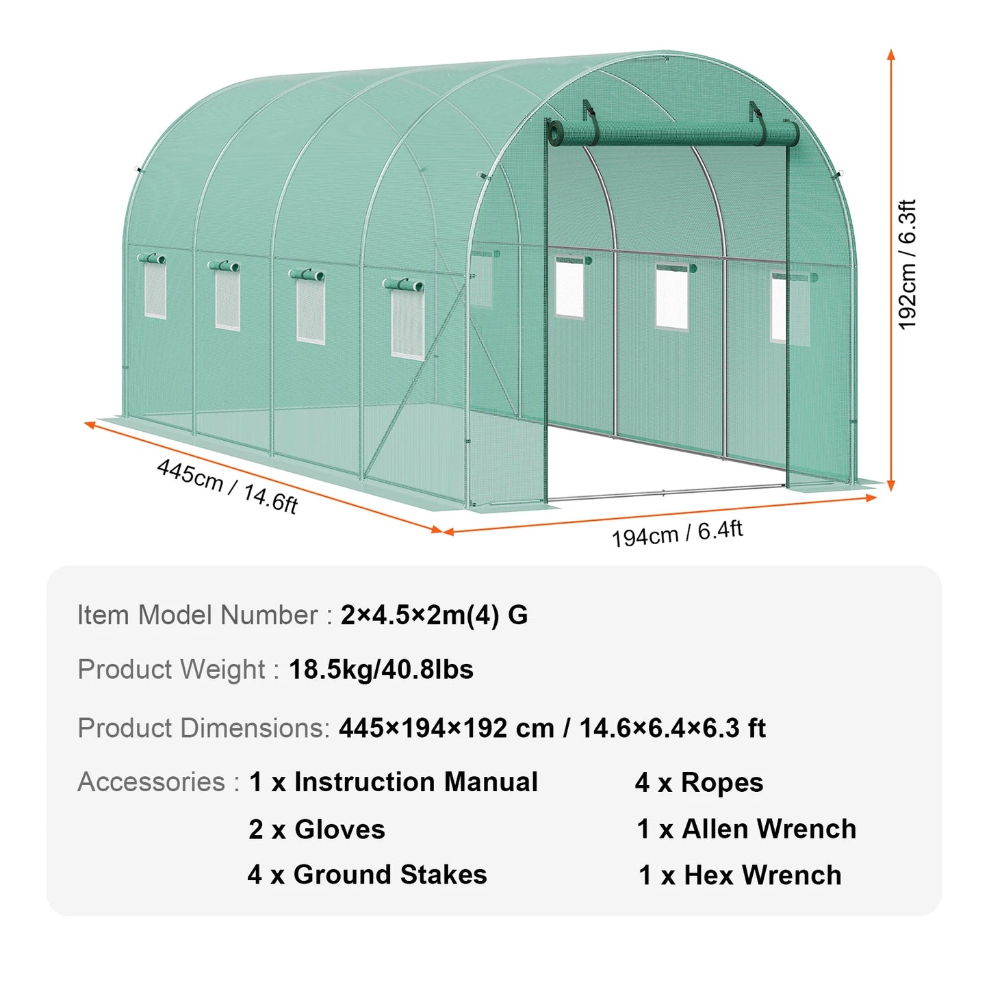 SucceBuy Walk In Tunnel Greenhouse With Steel Frame