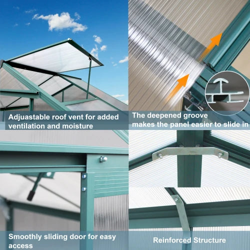 Heavy Duty Polycarbonate Walk In Garden Greenhouse