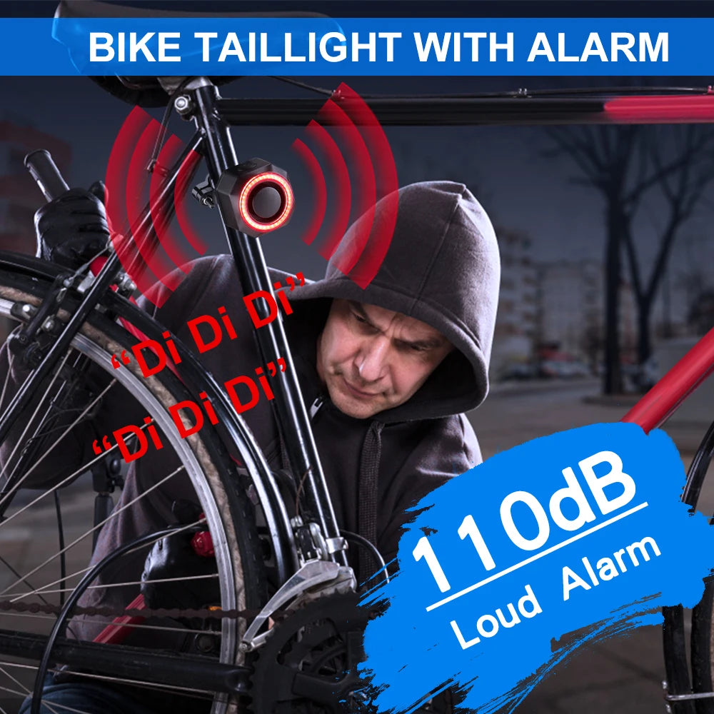 WSDCAM Smart Bike Light Alarm Taillight 110dB Remote