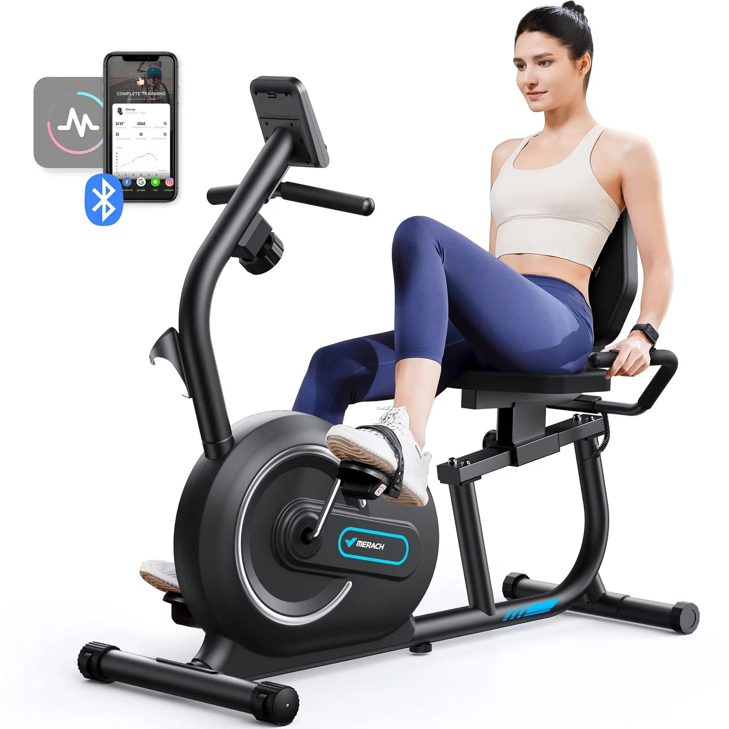 MERACH Recumbent Exercise Bike With Bluetooth Connectivity