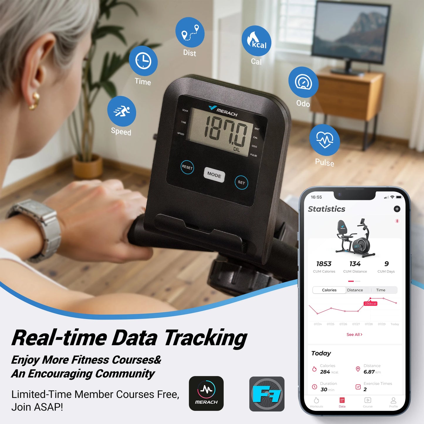 MERACH Recumbent Exercise Bike With Bluetooth Connectivity