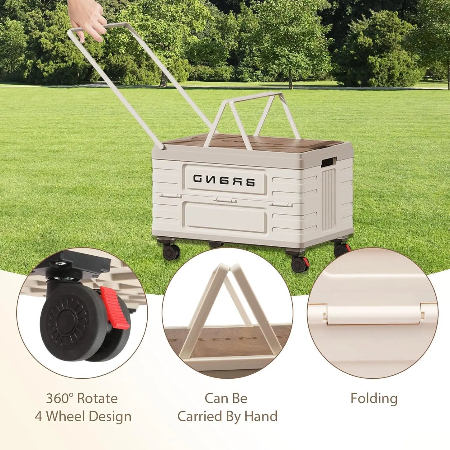 Rotating Foldable Storage Cart With Silent Wheels