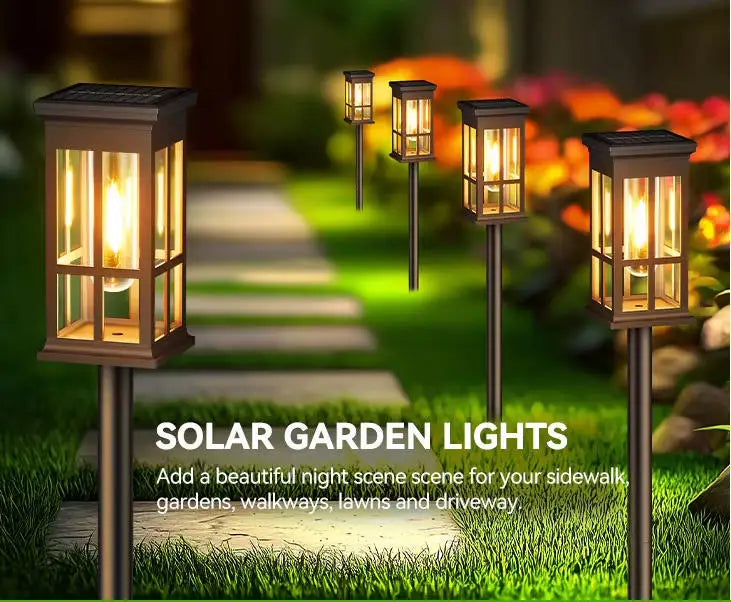 Solar Outdoor Pathway Lights Waterproof LED Garden Decor