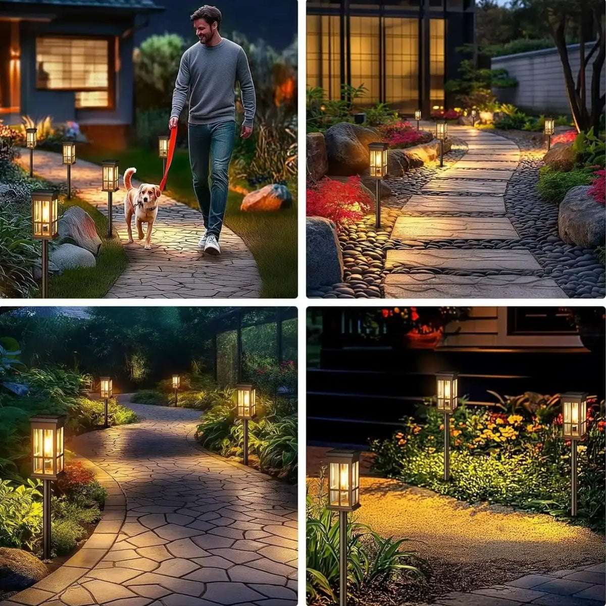 Solar Outdoor Pathway Lights Waterproof LED Garden Decor