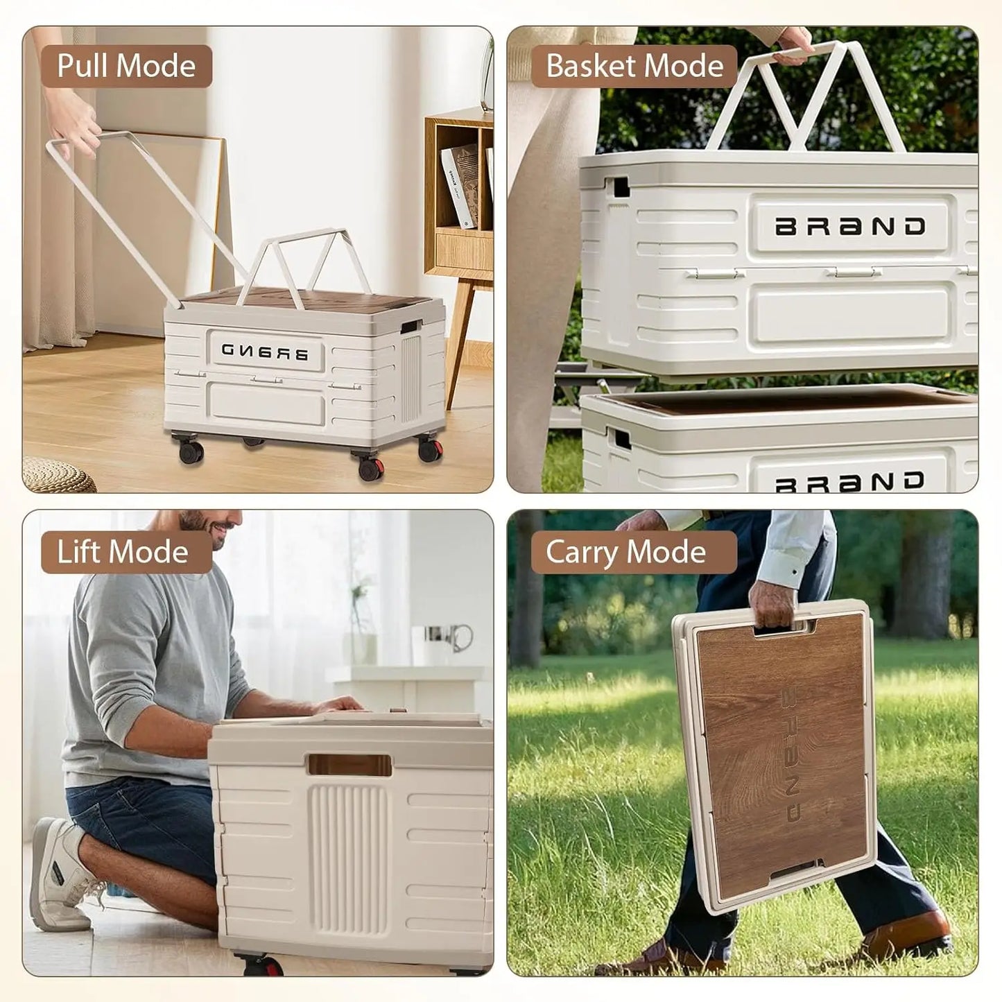 Rotating Foldable Storage Cart With Silent Wheels