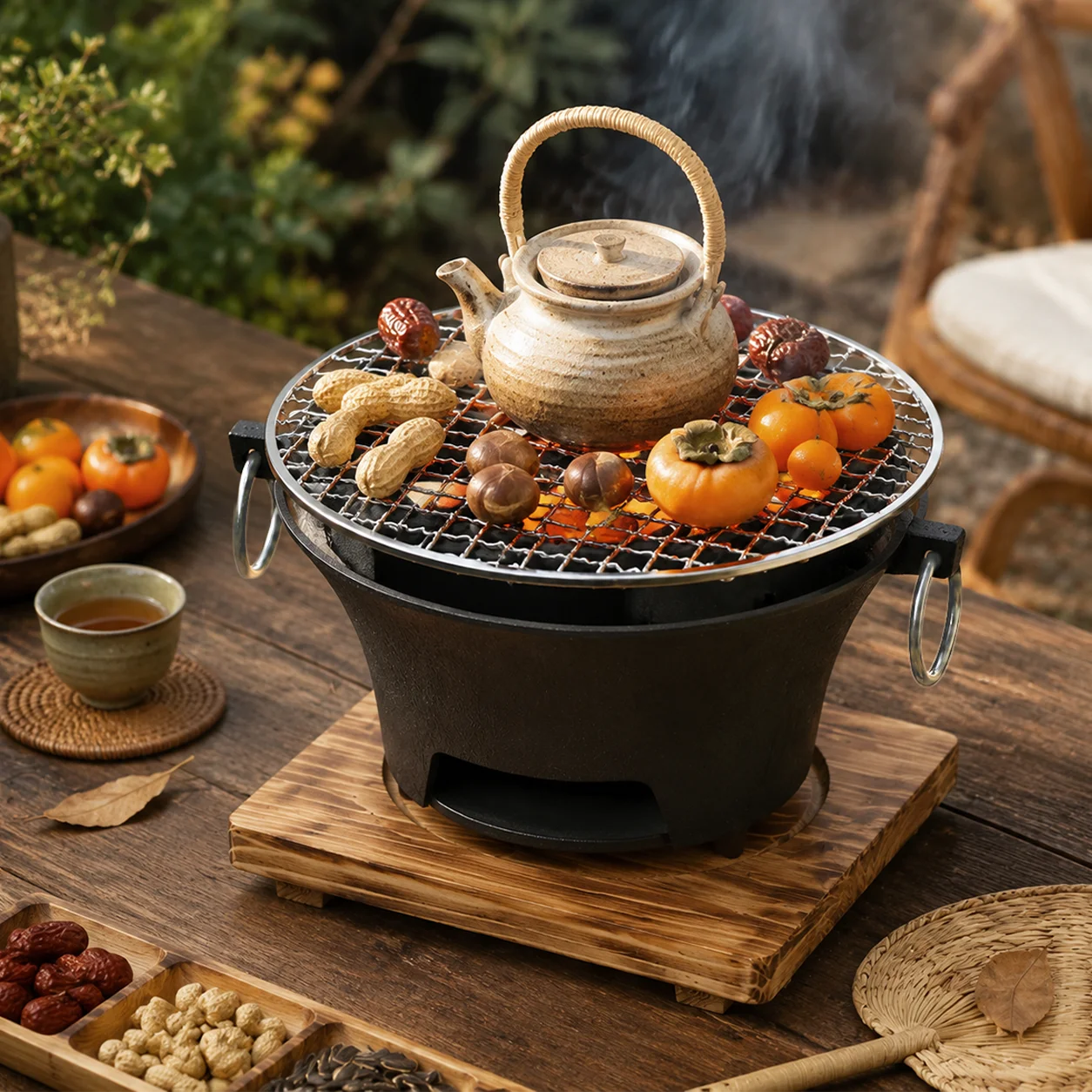 KL1 Portable Charcoal Grill Cast Iron Body Removable Grill