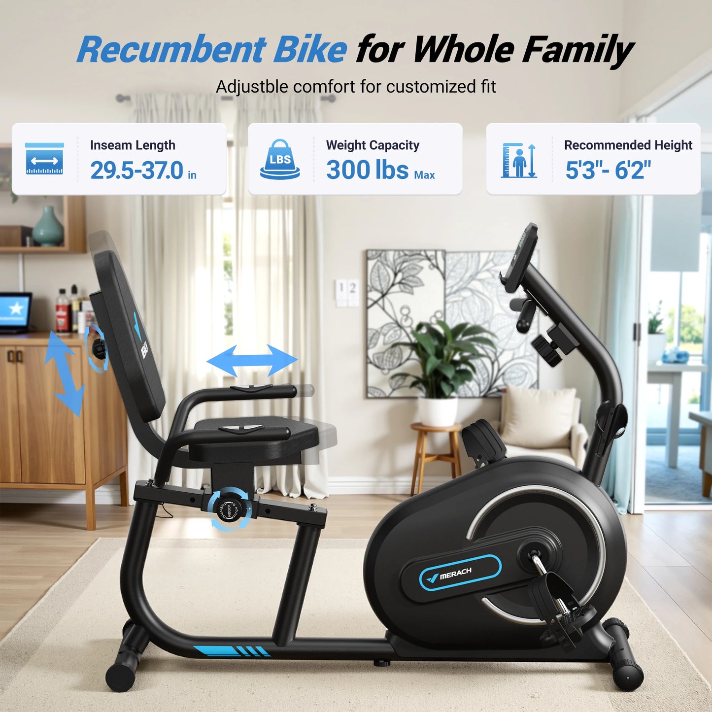 MERACH Home Recumbent Exercise Bike With Bluetooth App