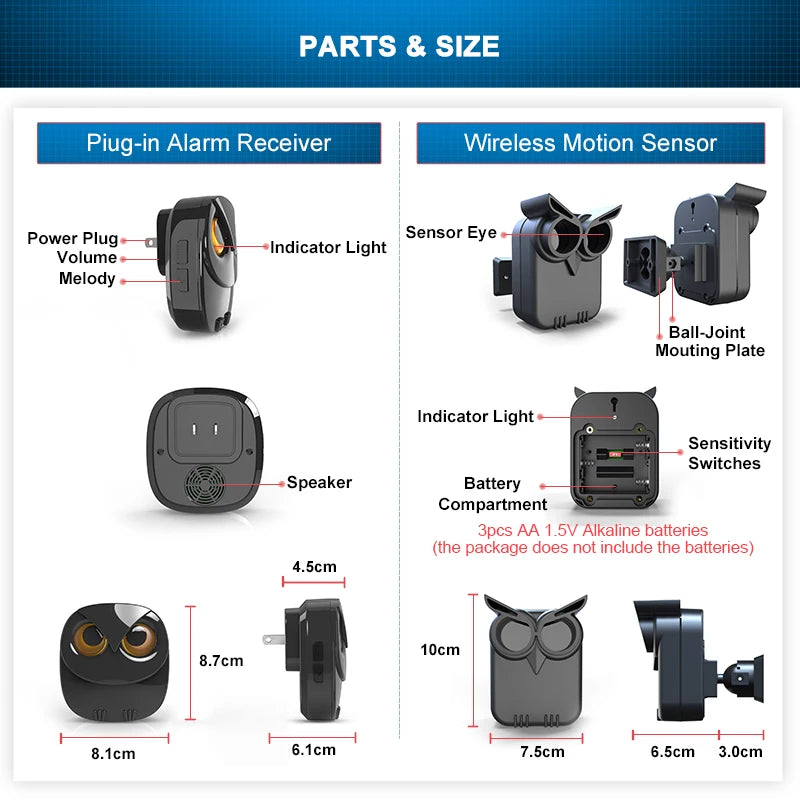 HTZSAFE Wireless Driveway Alarm With PIR Motion Detector