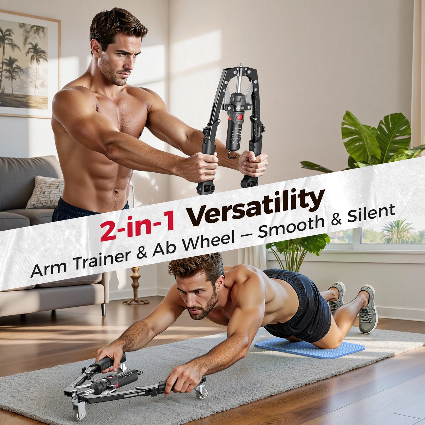 FED Fitness 3 In 1 Arm Trainer With Ab Wheel