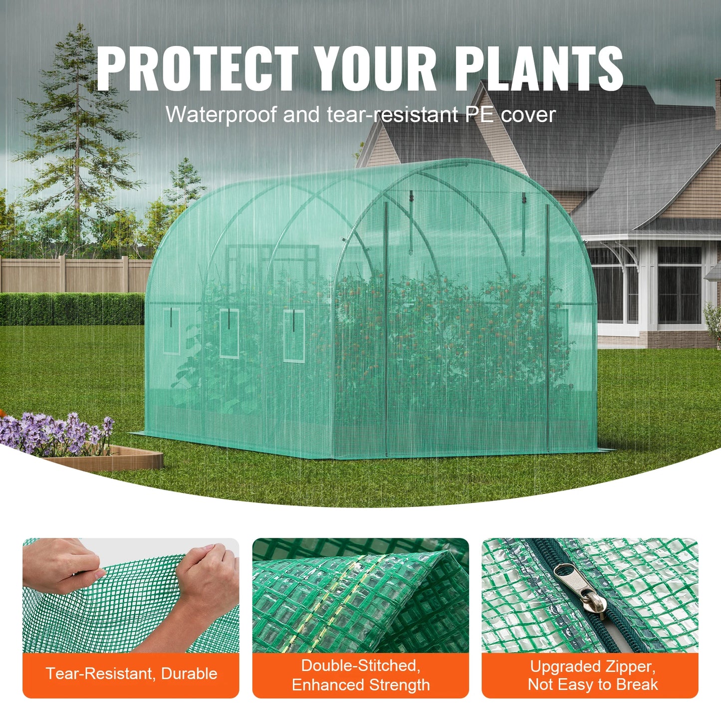 SucceBuy Walk In Tunnel Greenhouse With Steel Frame