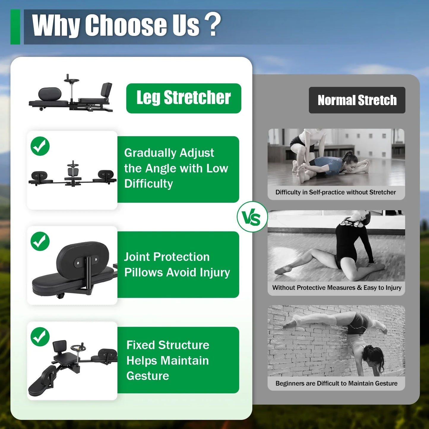 Leg Stretcher 3 Bar Leg Spreader Heavy Duty Machine