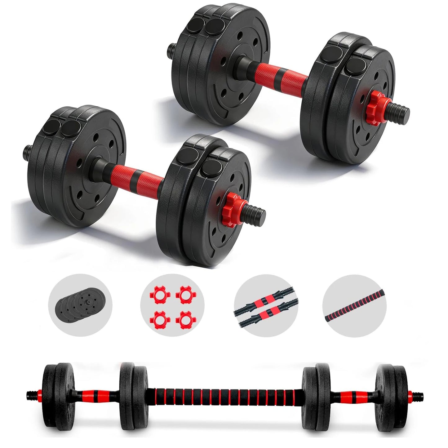 22-Pound 2-In-1 Adjustable Dumbbell And Barbell Set