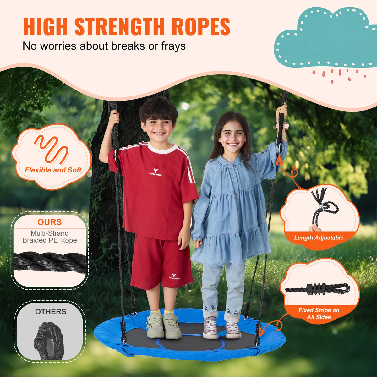SucceBuy Heavy Duty Outdoor Saucer Tree Swing Set