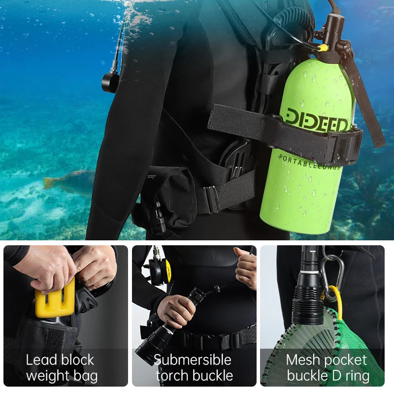 DIDEEP Mini Scuba Tank Set For 40 To 60 Minutes