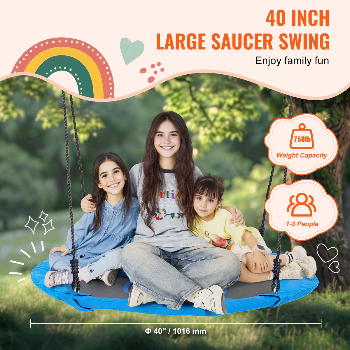 SucceBuy Heavy Duty Outdoor Saucer Tree Swing Set