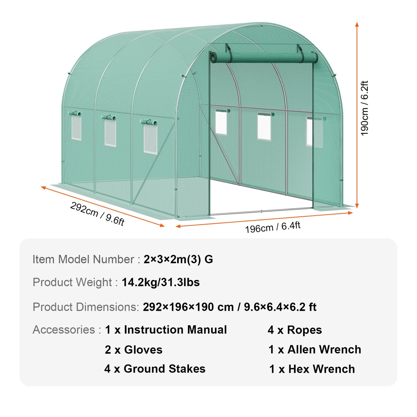SucceBuy Walk In Tunnel Greenhouse With Steel Frame