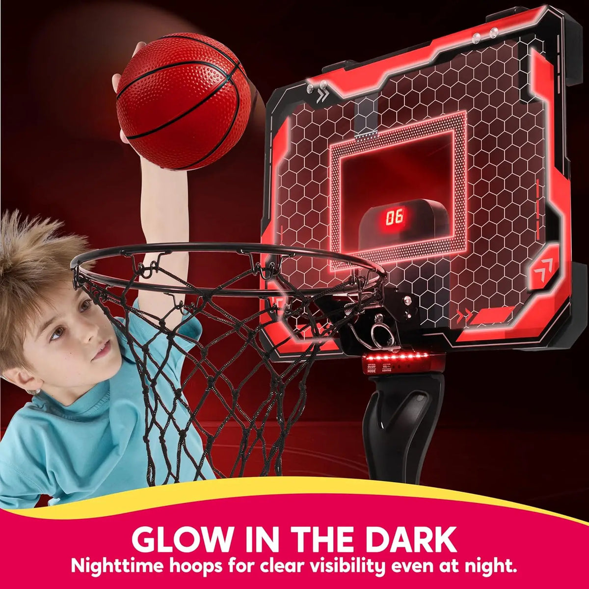 Joyfy Led Indoor Basketball Hoop For Kids