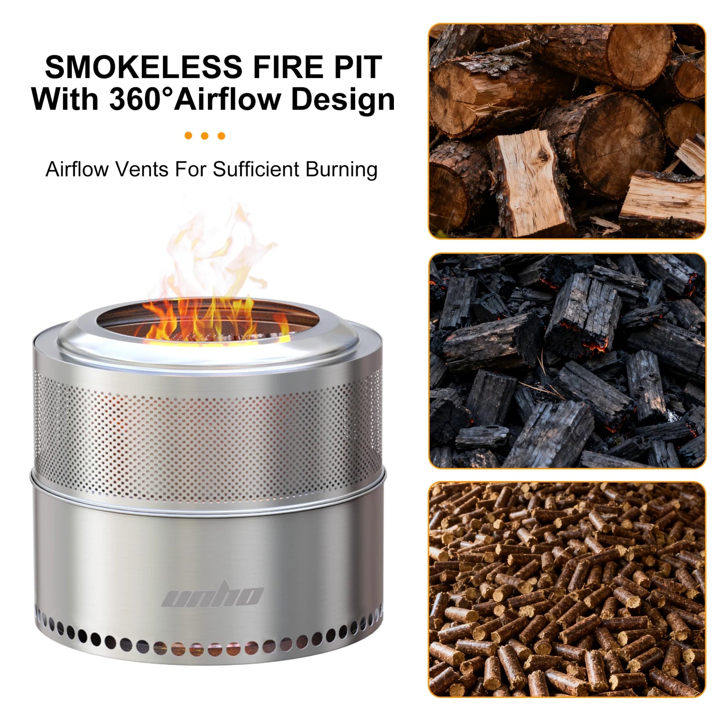 Stainless Steel Smokeless Fire Pit With Carry Bag