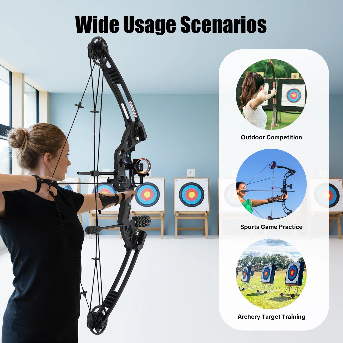 Compound Bow Set With Adjustable 30-55lb Draw And 12 Arrows