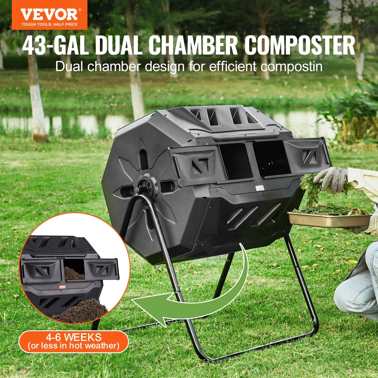 SucceBuy Dual Chamber Composting Tumbler
