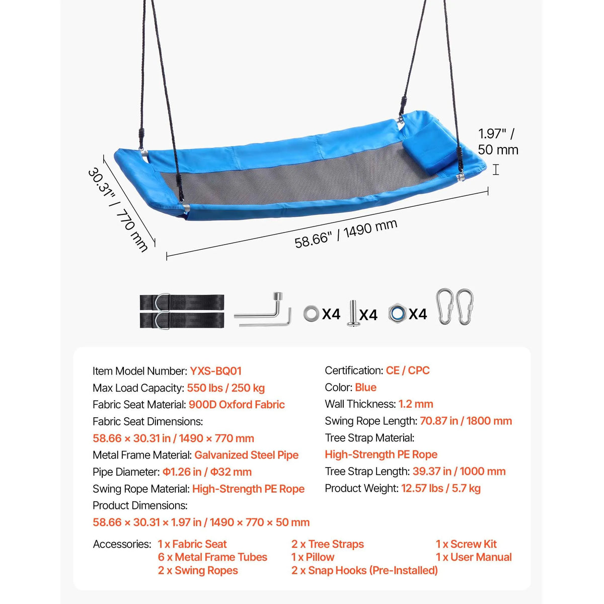 SucceBuy Heavy Duty Outdoor Saucer Tree Swing Set