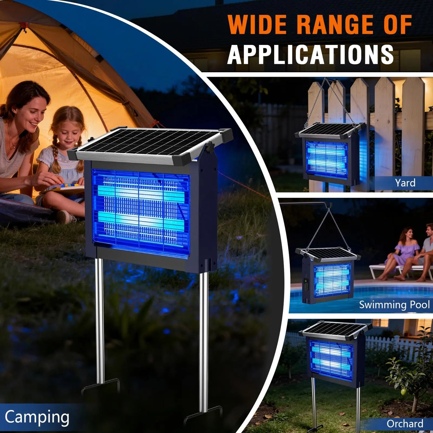 Solar Bug Zapper Outdoor Waterproof Cordless Mosquito Zapper