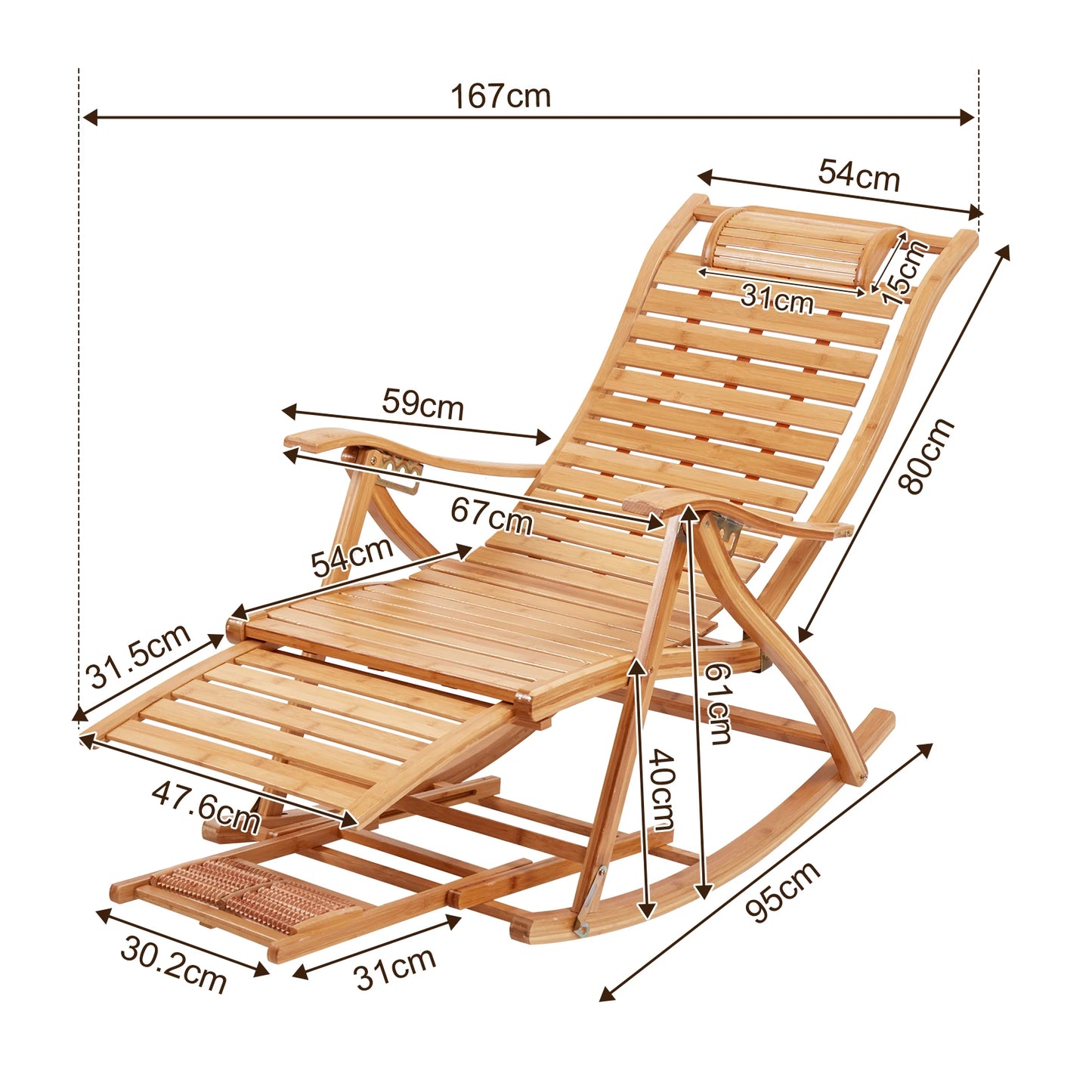 Adjustable Bamboo Folding Rocking Chair