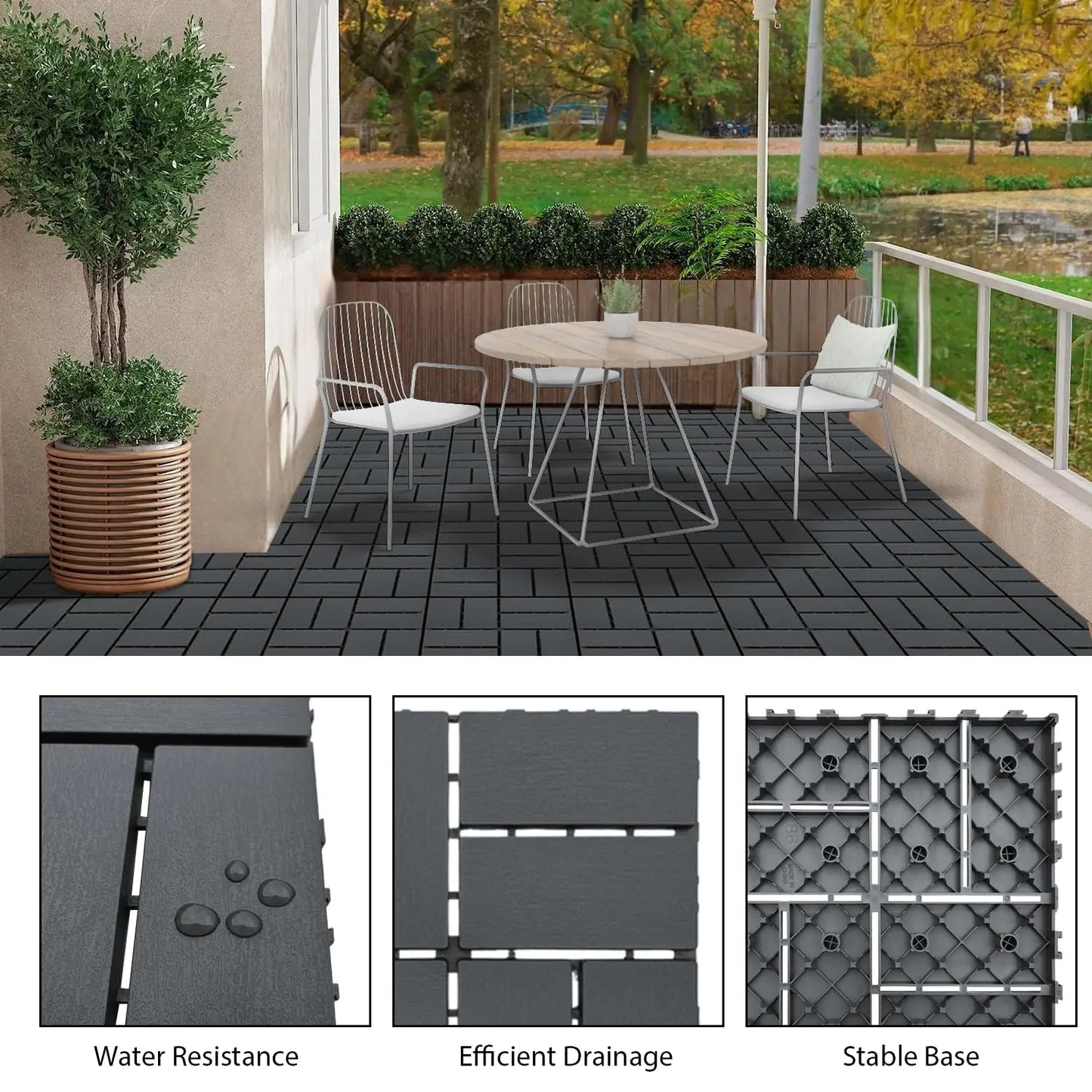 HKXSHS Plastic Interlocking Deck Tiles For Gardens