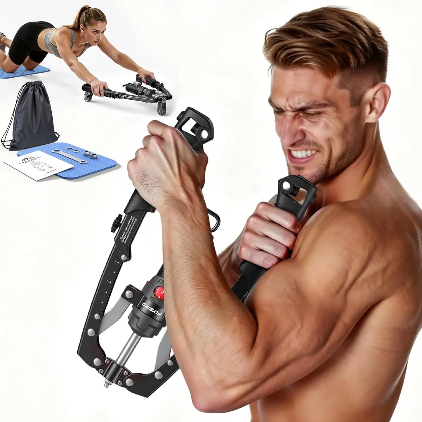 FED Fitness 3 In 1 Arm Trainer With Ab Wheel