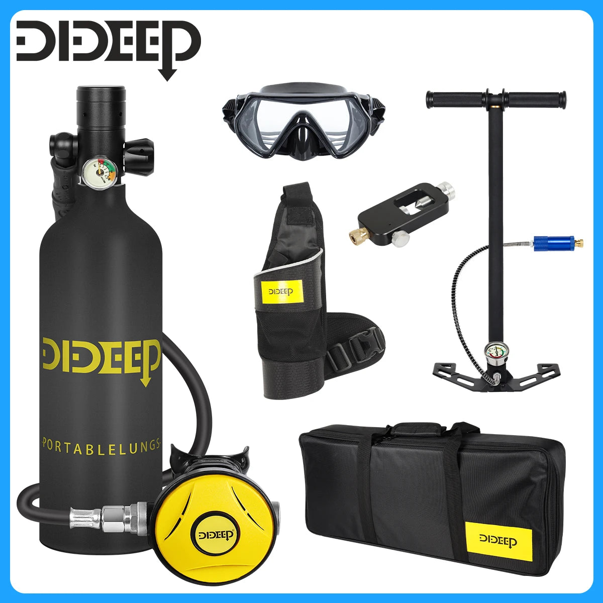 DIDEEP Mini Scuba Tank Set With Hand Pump