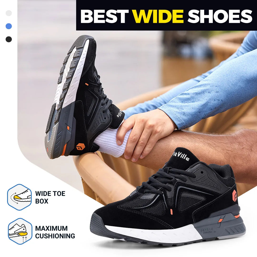Fitville Mens Walking Shoes Extra Wide Arch Support
