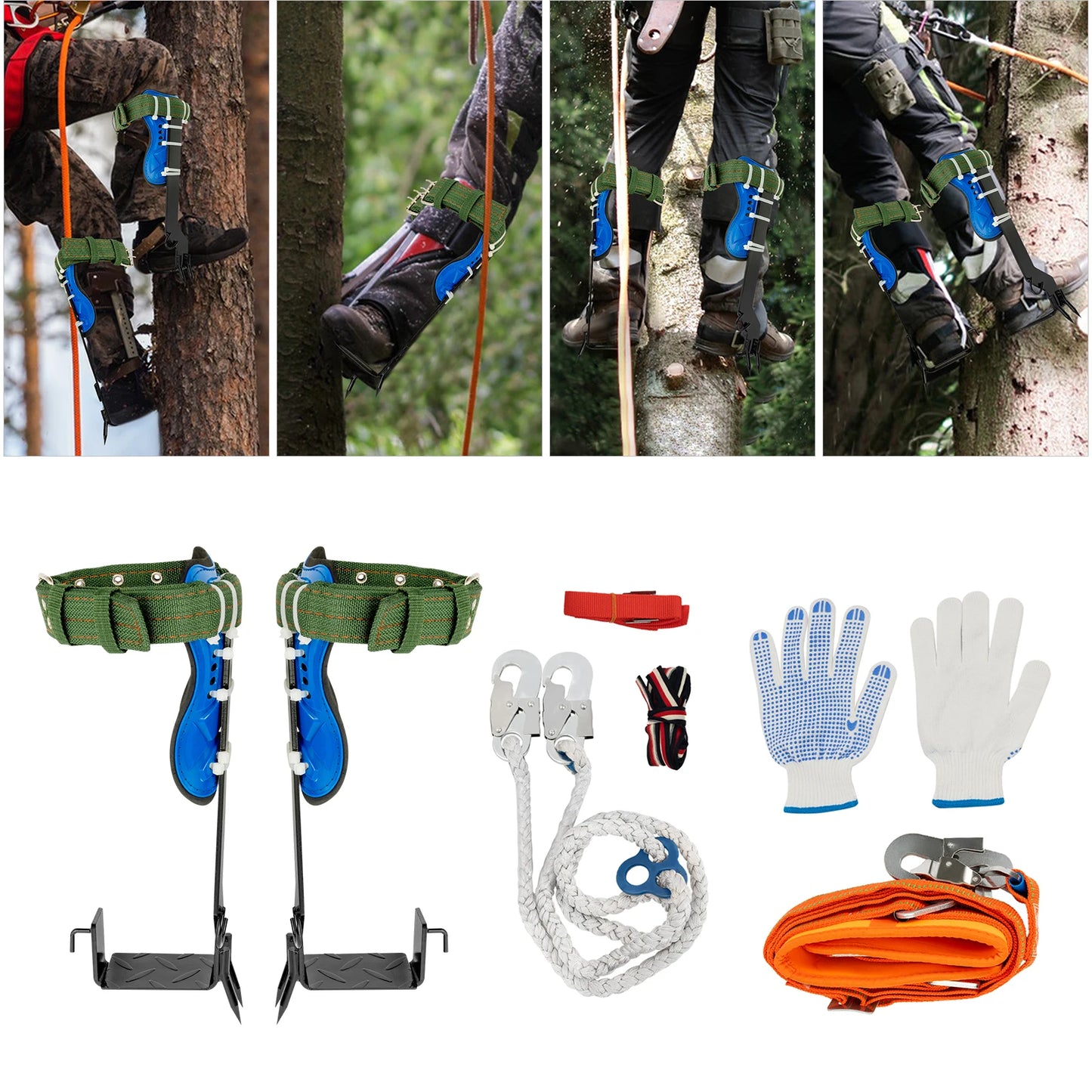Tree Climbing Spikes Kit With Safety Belt Harness