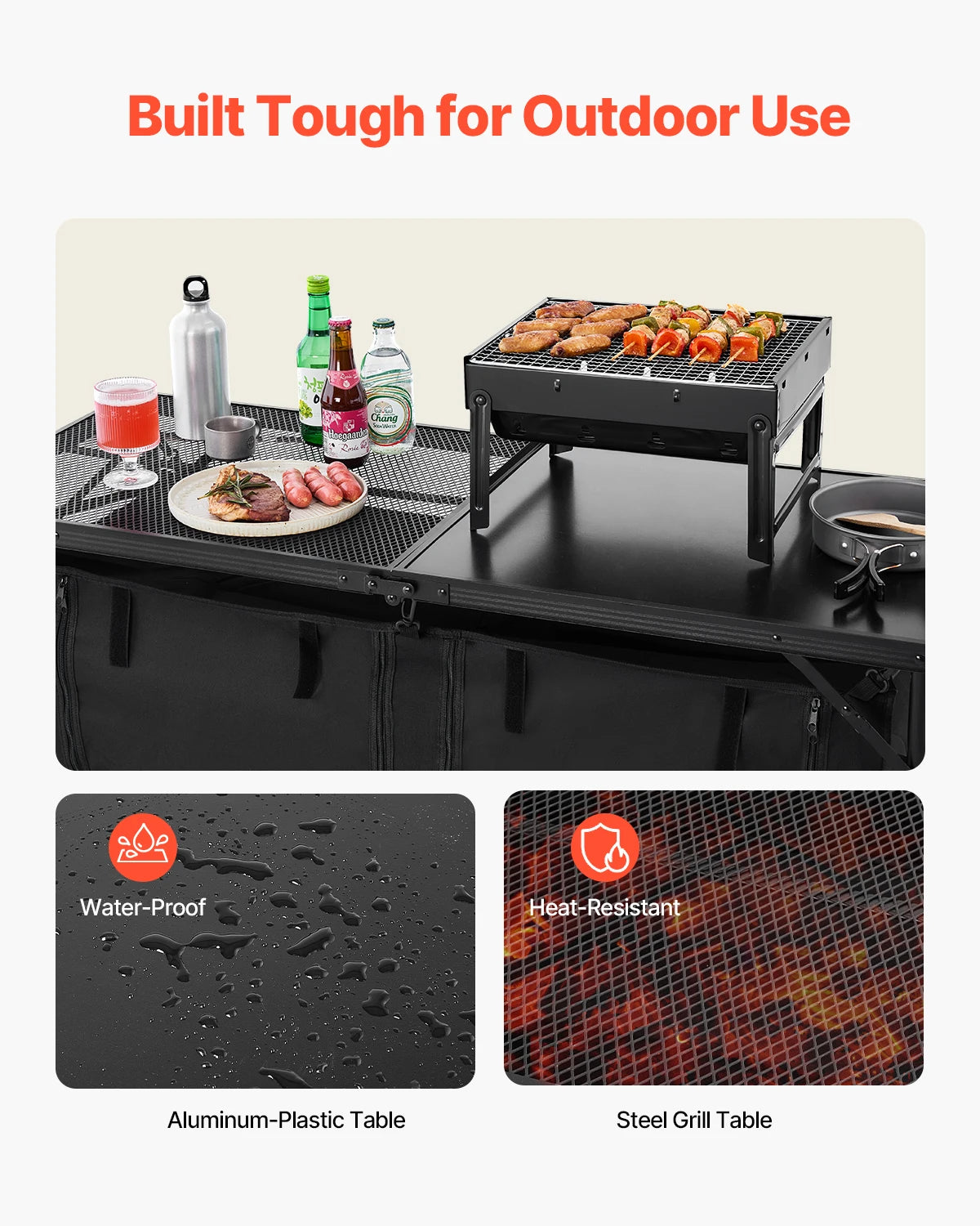 SucceBuy Camping Kitchen Table Aluminum Cook Station