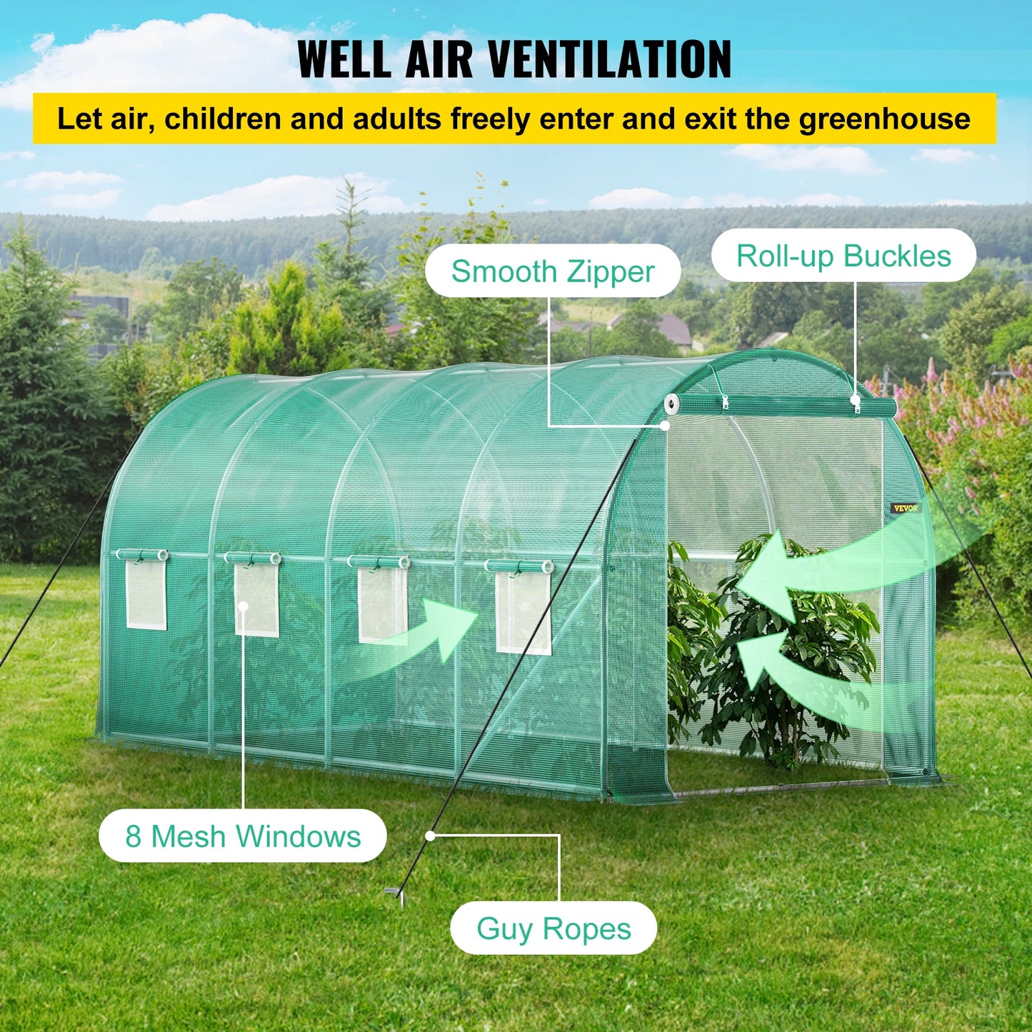 Vevor Walk In Tunnel Greenhouse With Galvanized Frame