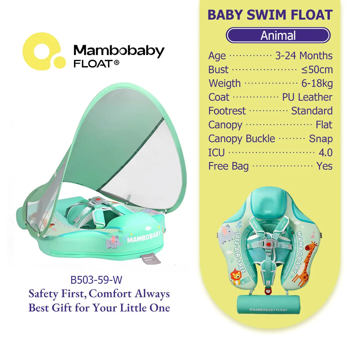 Mambobaby Baby Chest Float With Canopy
