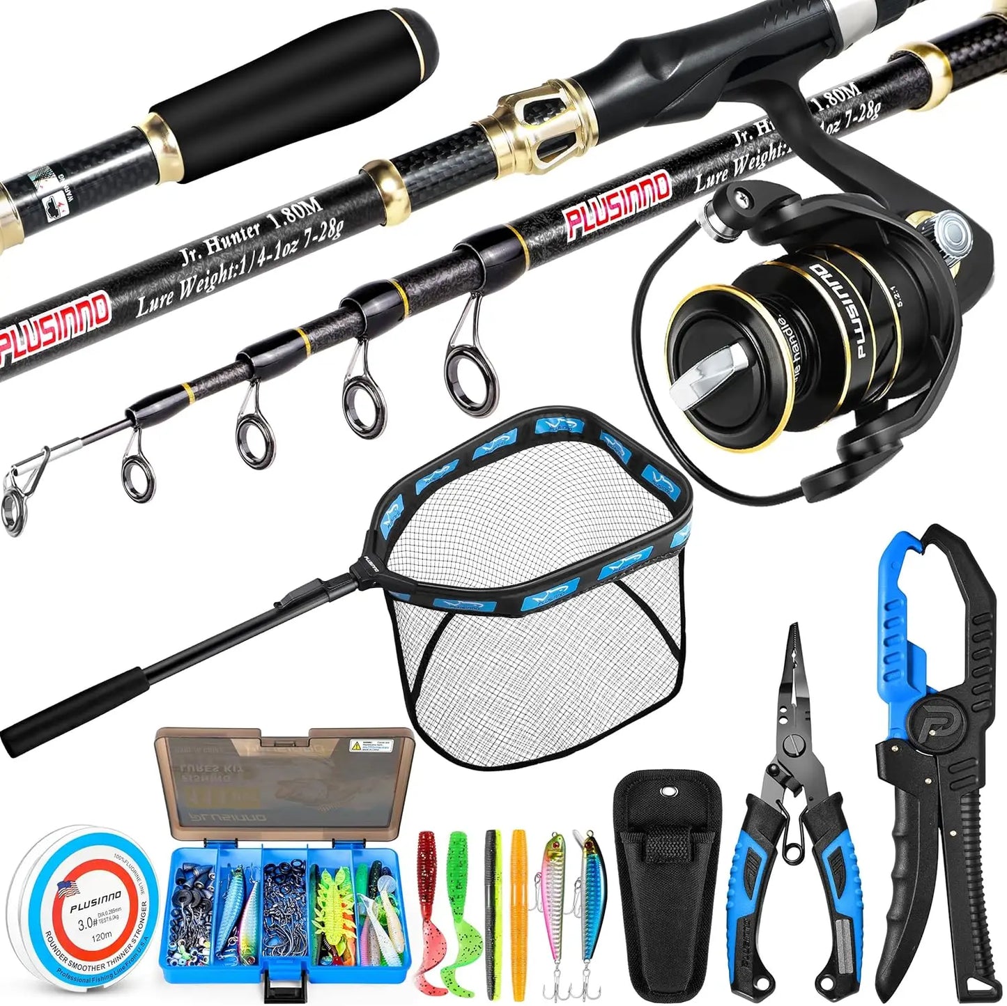 YTYIN Carbon Spinning Fishing Rod And Reel Combo Kit