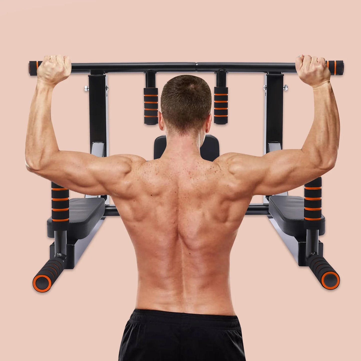 Wall Mounted Pull Up Bar Dip Stand For Home Gym
