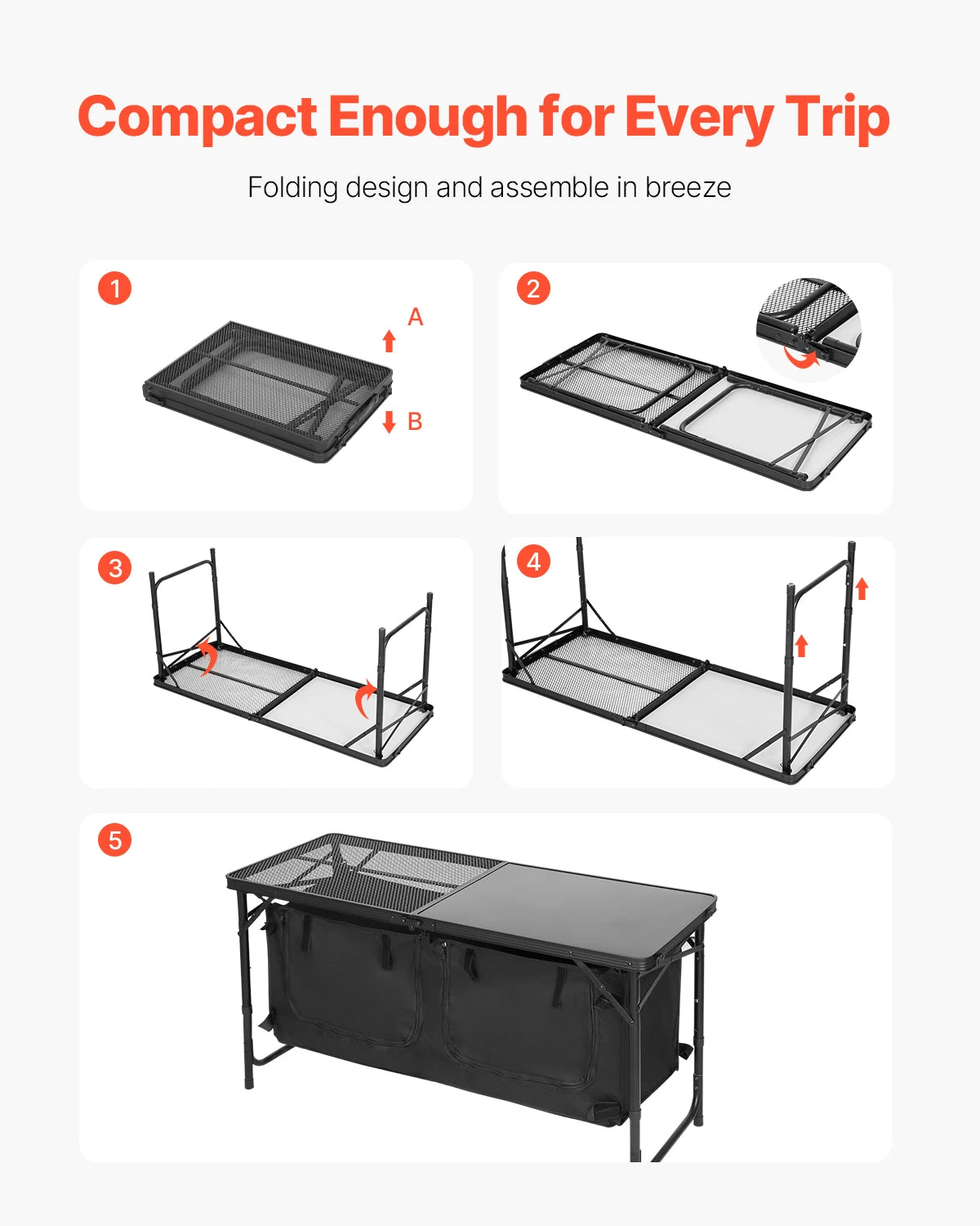 SucceBuy Camping Kitchen Table Aluminum Cook Station
