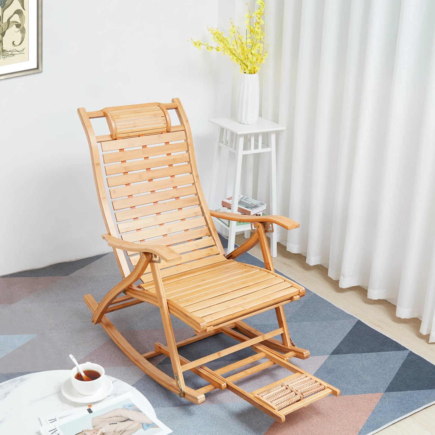 Adjustable Bamboo Folding Rocking Chair