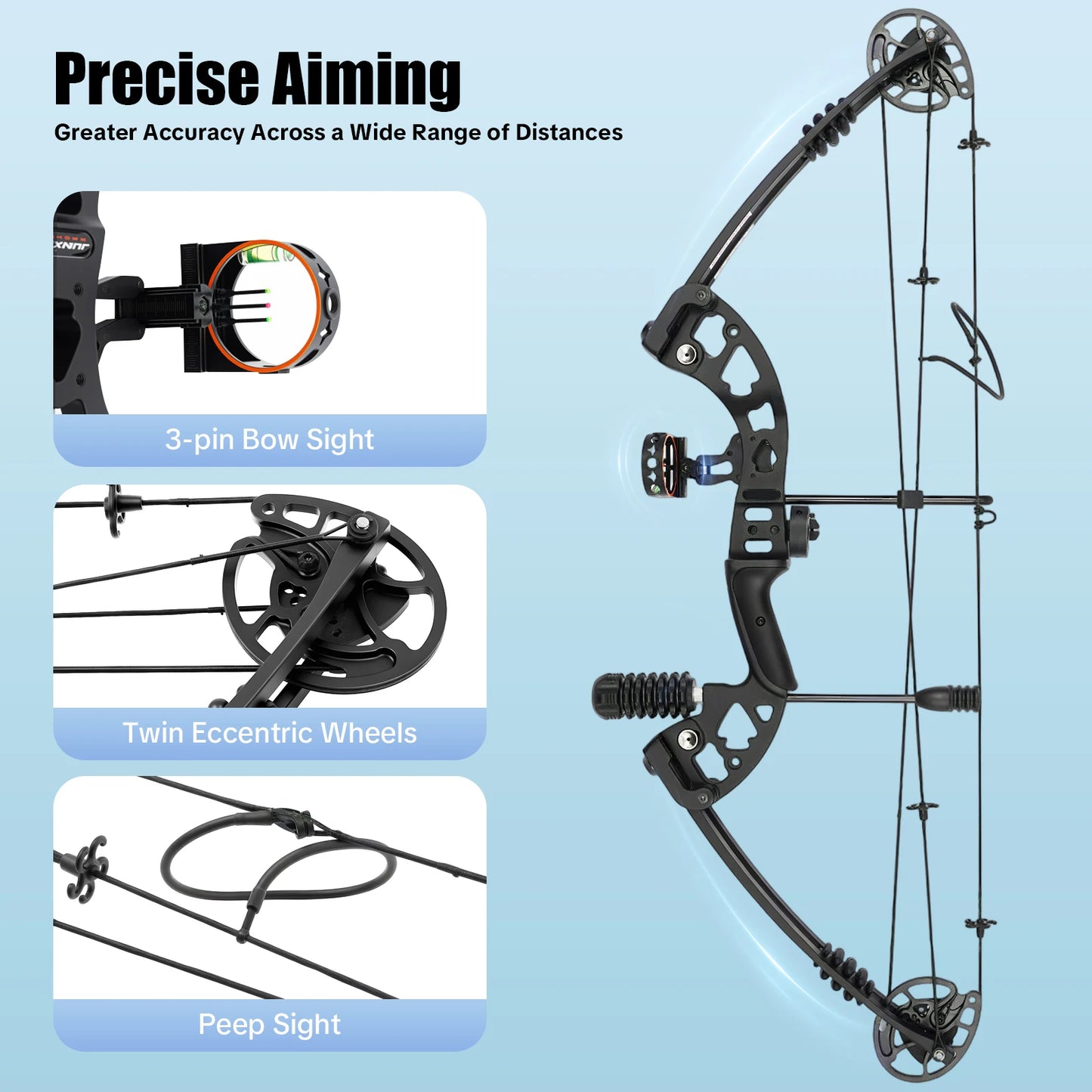 Compound Bow Set With Adjustable 30-55lb Draw And 12 Arrows