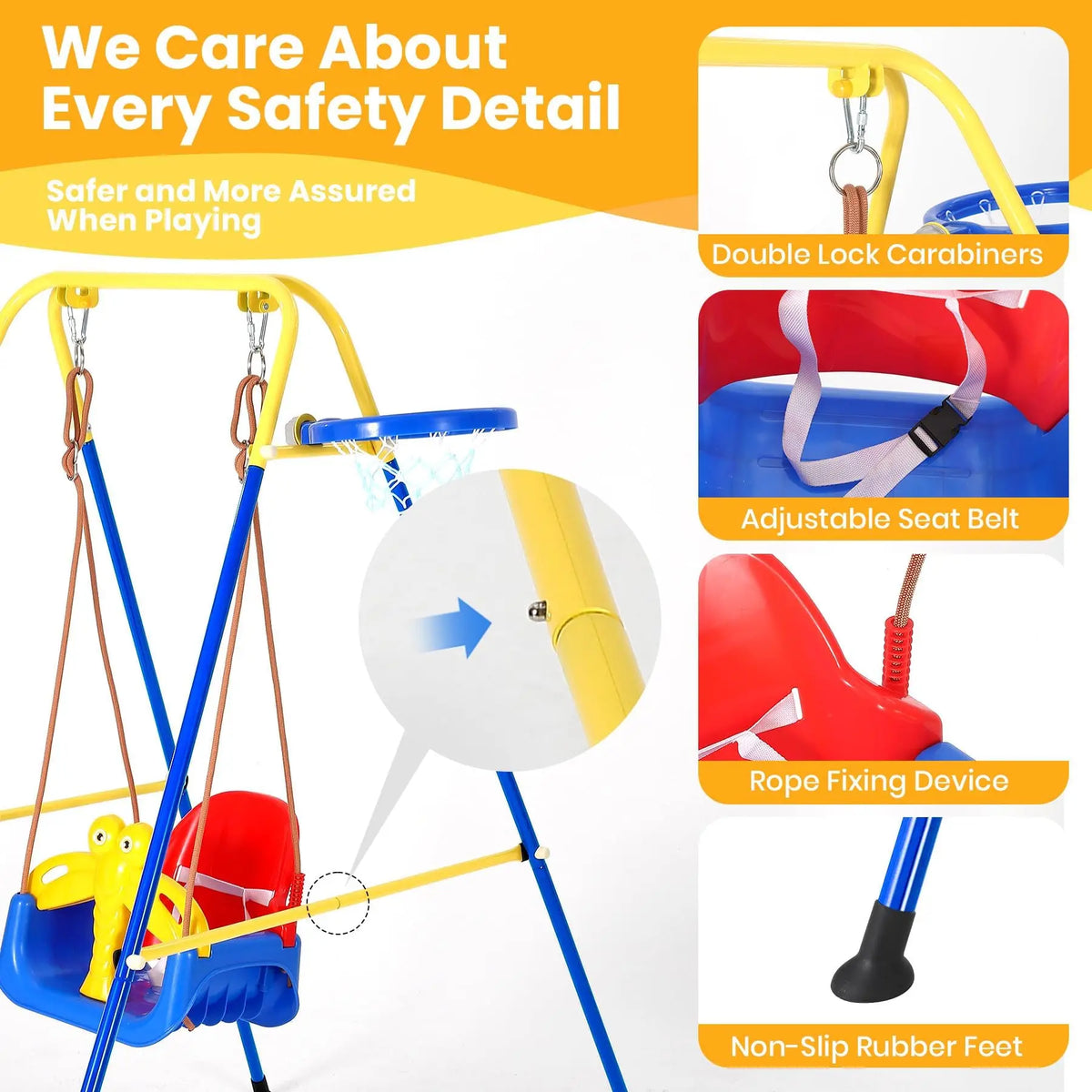 Twister.CK Toddler Swing Set With Basketball Hoop
