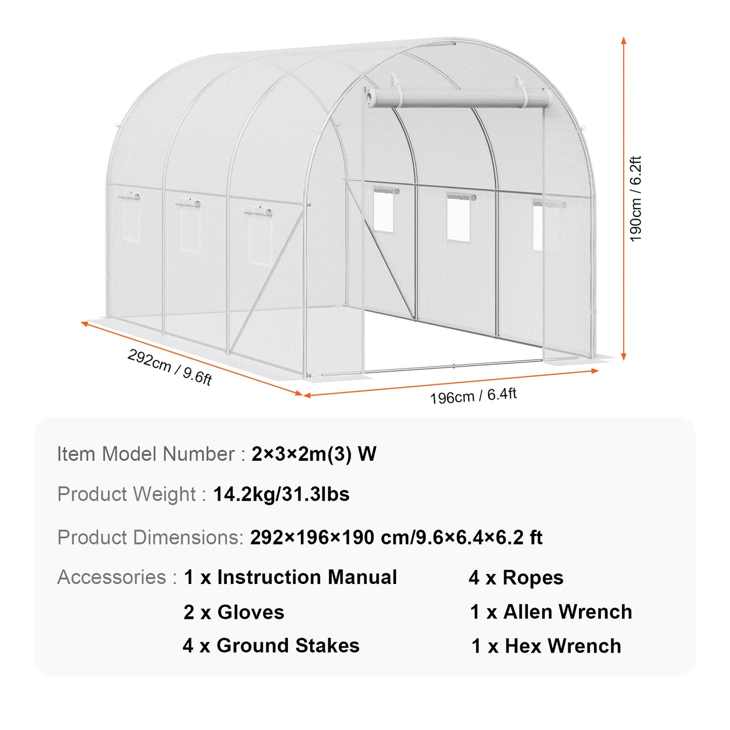 SucceBuy Walk In Tunnel Greenhouse With Steel Frame