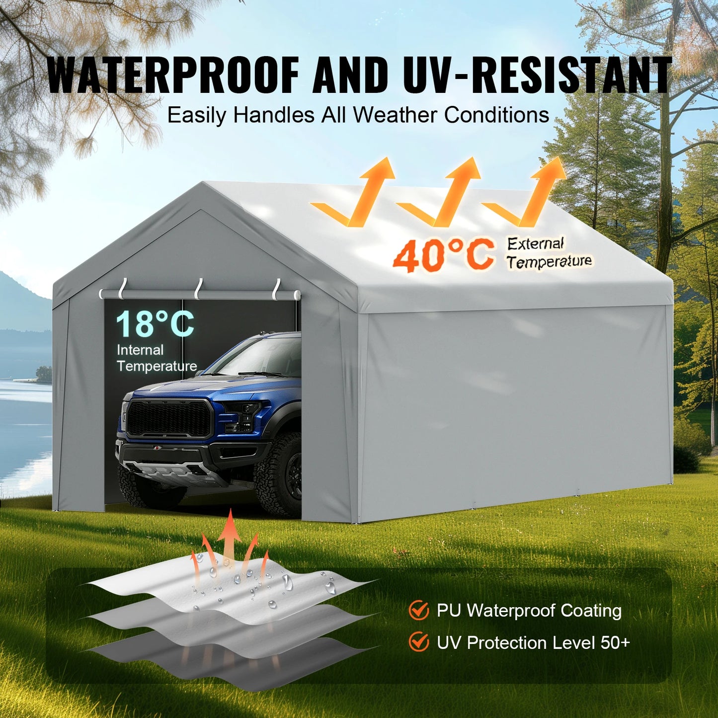 SucceBuy Carport Replacement Canopy Cover