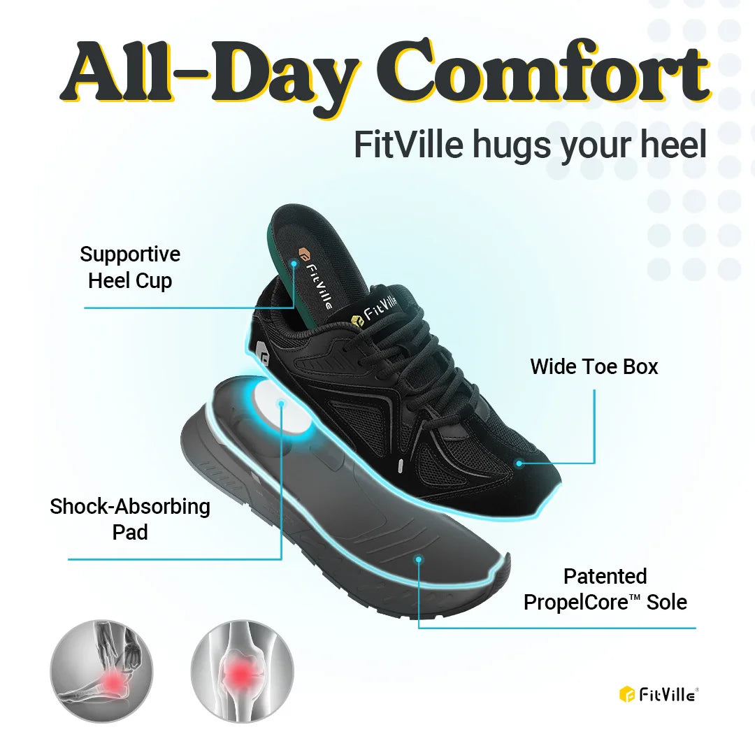 Fitville Mens Walking Shoes Extra Wide Arch Support