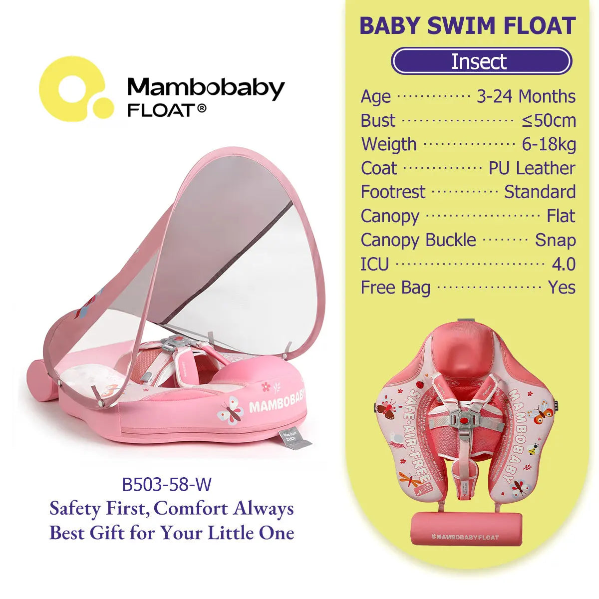 Mambobaby Baby Chest Float With Canopy