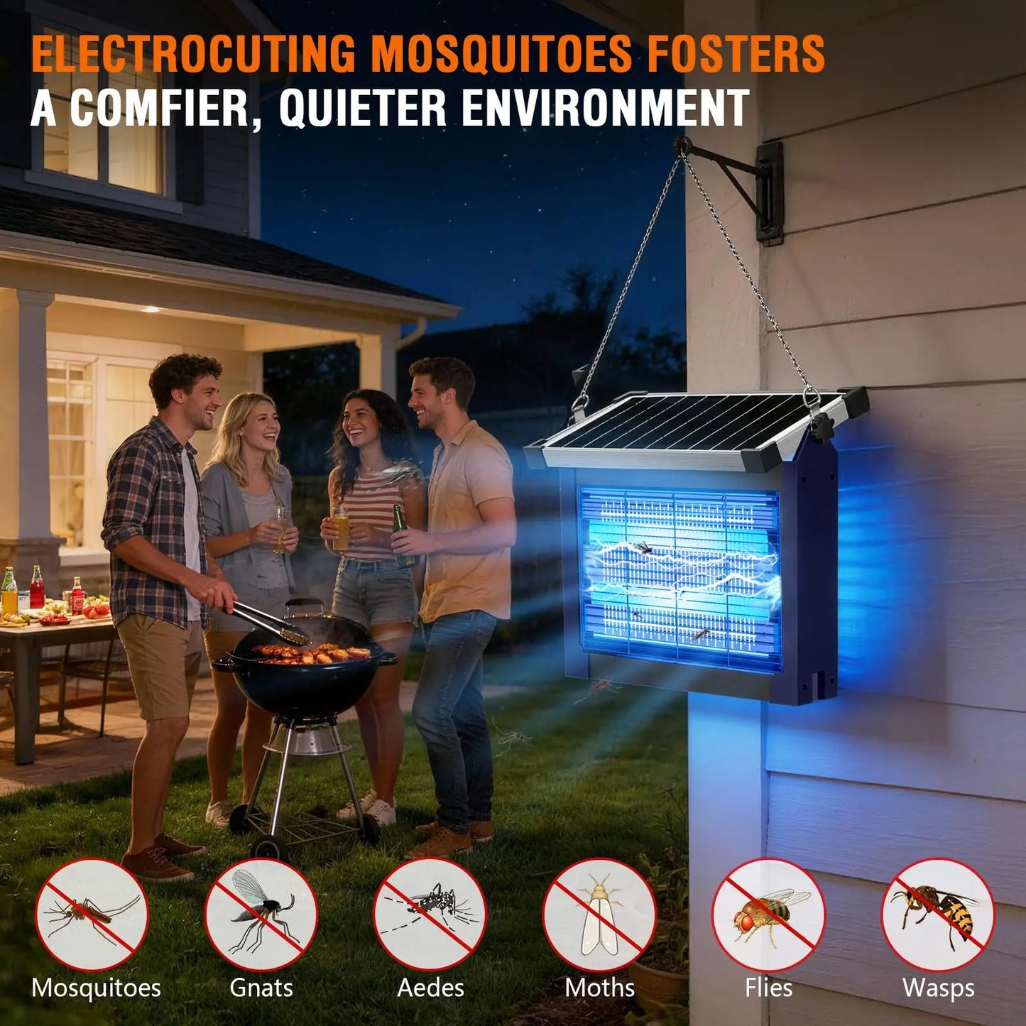 Solar Bug Zapper Outdoor Waterproof Cordless Mosquito Zapper