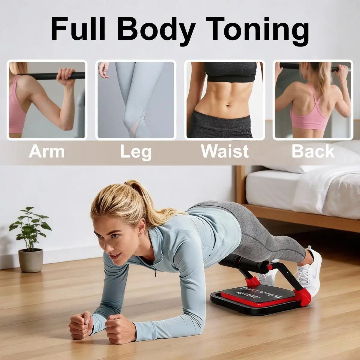 Abdominal Trainer With Foldable Design And Resistance Levels