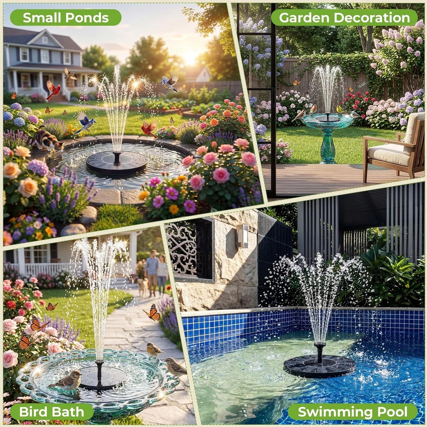 Floating Solar Water Fountain With Six Nozzles