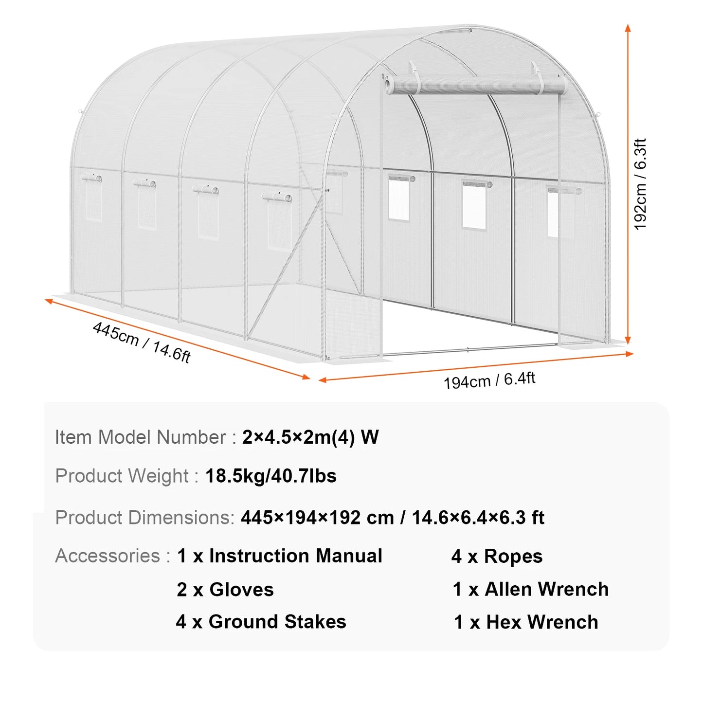 SucceBuy Walk In Tunnel Greenhouse With Steel Frame