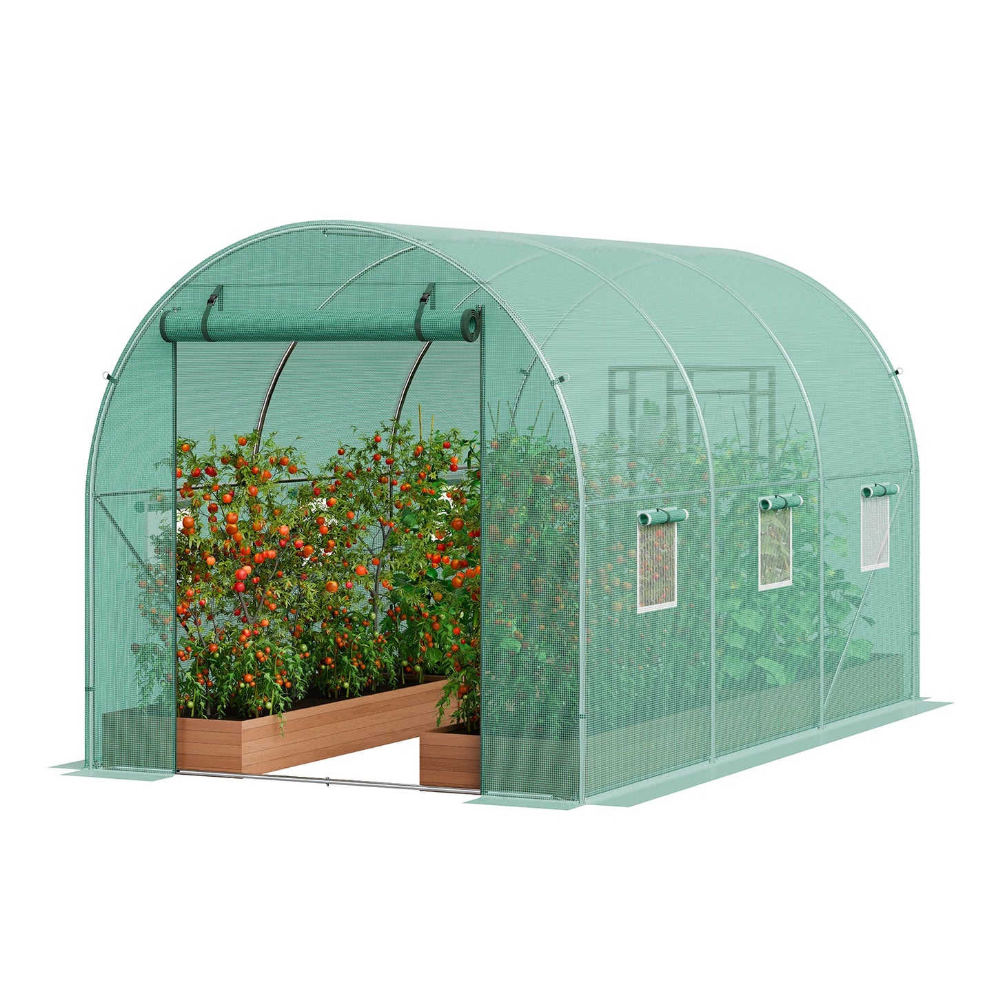SucceBuy Walk In Tunnel Greenhouse With Steel Frame